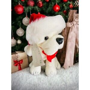 Vtg Crinkles Christmas Dog 12" Plush Santa Hat 1985 Prestige Korea Tag Gift